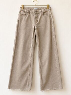 PARKE Low Rise Baggy Wide-Leg Jeans in Camel | Raw Hem, Sz 30, $220 G45